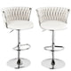SERENITà Modern Silver Swivel Upholstered Velvet Adjustable Height Counter Stool with Metal Frame White (Set of 2) - Mekamart Australia