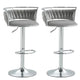 SERENITà Silver Swivel Upholstered Velvet Adjustable Height Counter Stool with Metal Frame Grey (Set of 2) - Mekamart Australia