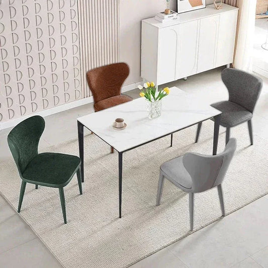 VELLUTO Modern Kitchen Dining Room Chairs Faux Leather Flannel Accent Chairs Metal Vanity Lounge Chair with Back for Living Room Set of 2(Brown) - Mekamart Australia