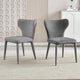 VELLUTO Modern Kitchen Dining Room Chairs Faux Leather Flannel Accent Chairs Metal Vanity Lounge Chair with Back for Living Room Set of 2(Light Grey) - Mekamart Australia