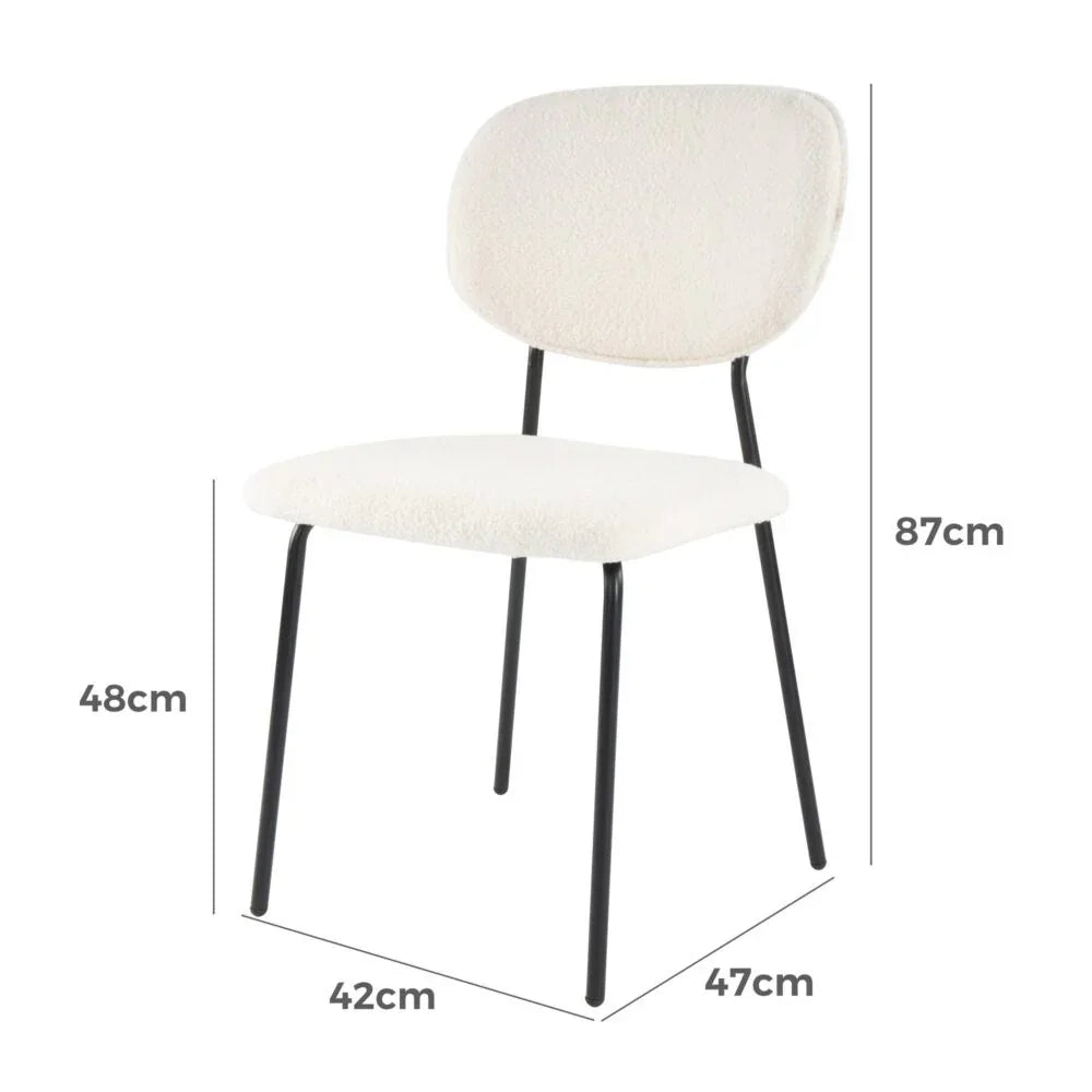 White Whisper Teddy Fabric Dining Duo - Mekamart Australia