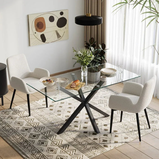 Boucle – teddy Sherpa Fabric Bliss Armrest Dining Chair Ensemble - Mekamart Australia