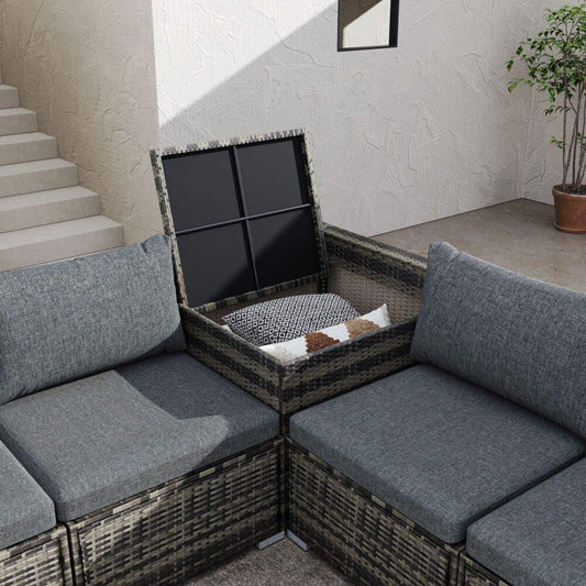 8PCS Outdoor Furniture Modular Lounge Sofa Lizard-Grey - Mekamart Australia