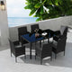 Outdoor Minimalist Black Wicker 6-Seater Dining Set - Mekamart Australia