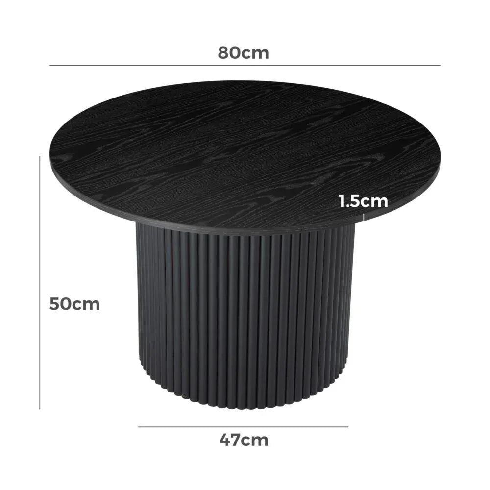 Luxe Black Ribbed Texture Wooden Coffee Table - Mekamart Australia