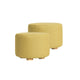 2X Fabric Ottoman Round Wooden Leg Foot Stool - Mustard Yellow - Mekamart Australia