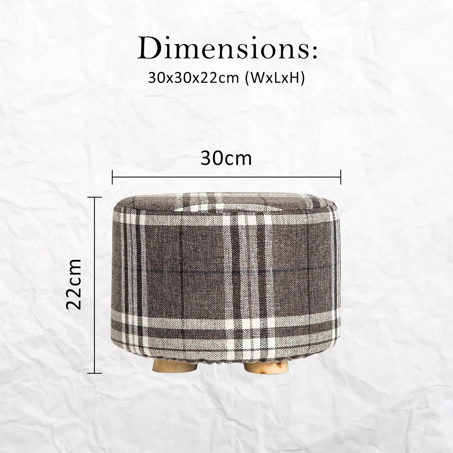 2X Fabric Ottoman Round Wooden Leg Foot Stool - LATTICE - Mekamart Australia