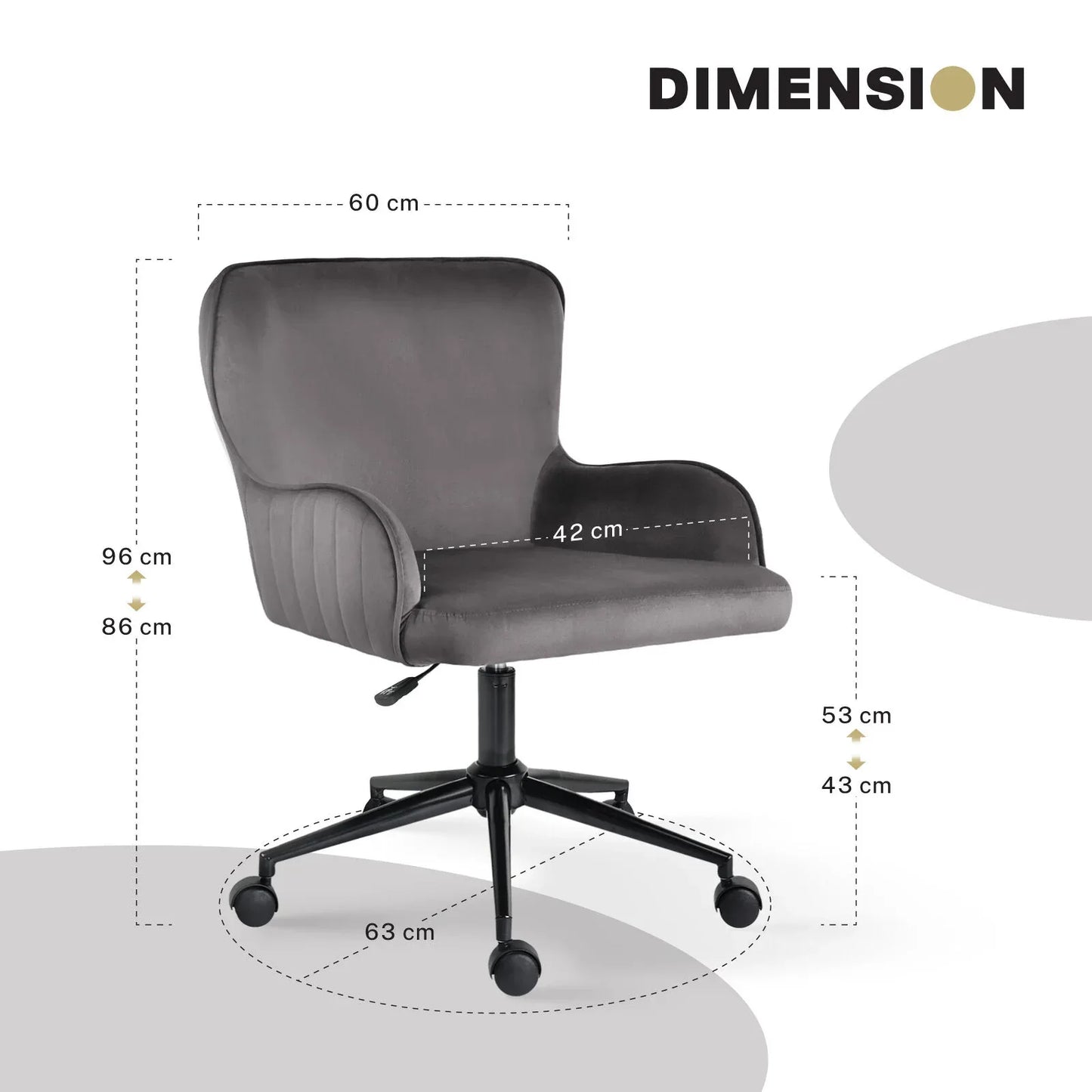 Desk Armchair - Home Office Swivel Chair Adjustable Height Seat PLUME GREY - Mekamart Australia