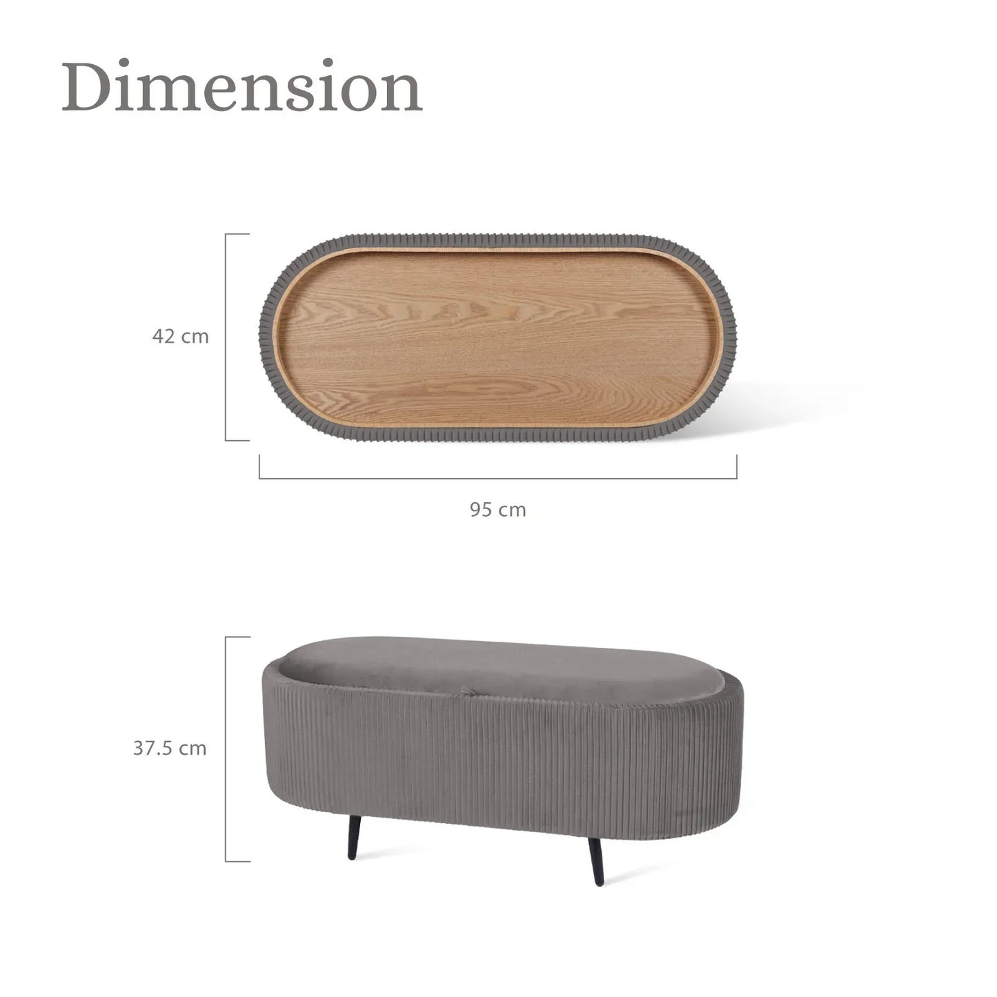 Coffee Table Storage Ottoman - Velvet Padded Blanket Box Bench IRENE GREY - Mekamart Australia