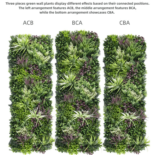 YES4HOMES 3 Artificial Plant Wall Grass Panels Vertical Garden Foliage Tile Fence 50X50 CM - Mekamart Australia