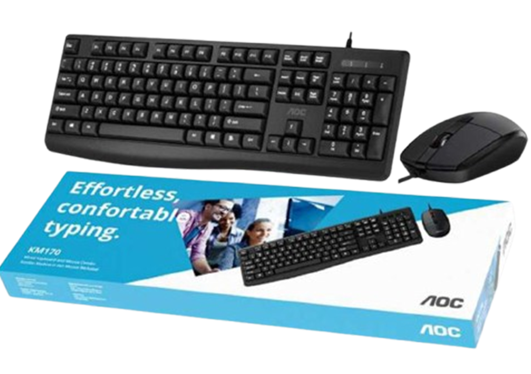 AOC KM170B/97 Wired Home & Office Keyboard + Mouse Combo 1.5M cables Black