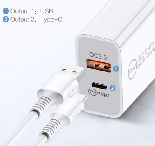 BDI 25W PD Quick Charger AU plug with USB and Type C Port SDC-25WACB -2pack