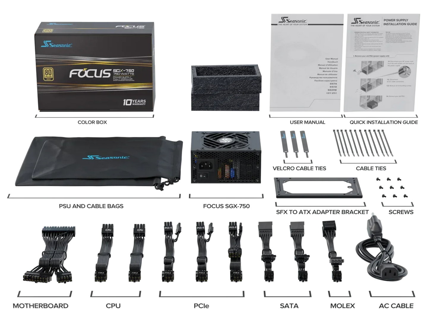 Seasonic FOCUS SGX-750 (2021) 750W Modular 80 Plus Gold PSU - Mekamart Australia