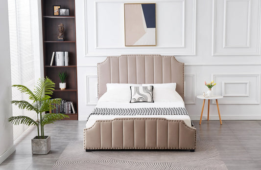 Santosa Champagne Velvet Bed - King - Mekamart Australia
