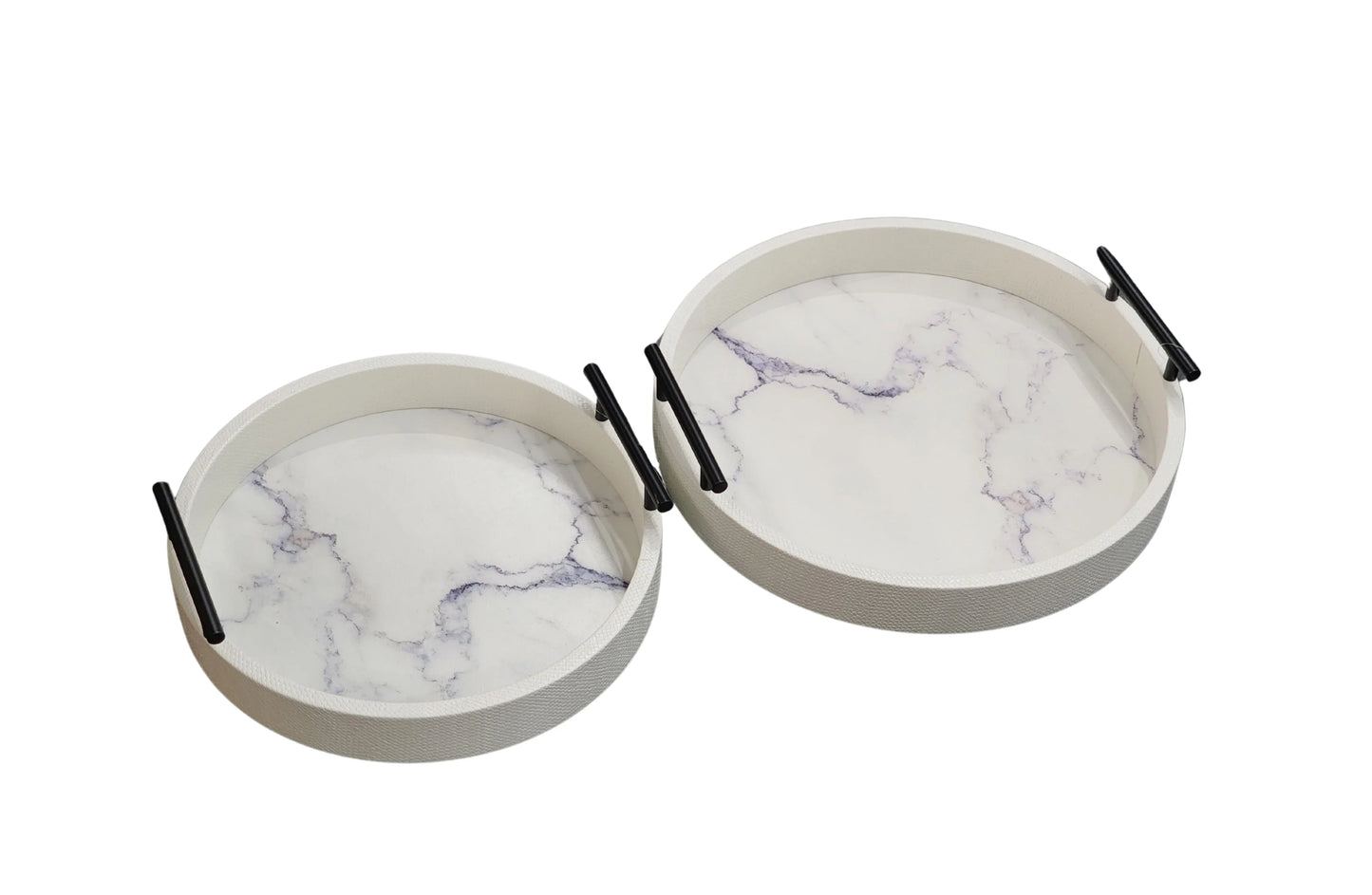 Maison Round Tray - Set of 2 - White - Mekamart Australia