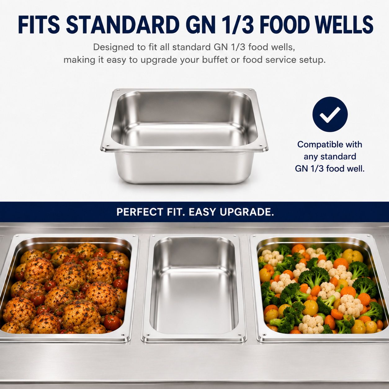 Commercial Stainless Steel GN 1/3 150mm Deep Gastronorm Bain Marie Buffet Steam Table Food Pan