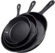 Cast Iron Skillet Cookware 3-Piece Set Chef Quality Pre-Seasoned Pan 10" 8" 6" Pans - Mekamart Australia