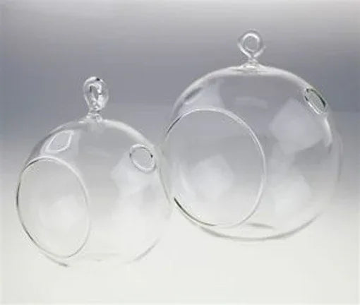 50 Wholesale Lot of Hanging Clear Glass Ball Tealight Candle Holder - 10cm Diameter / High - Wedding Globe Decoration Terrarium Succulent Plant Mini Garden Holder Decor Craft Gift - Mekamart Australia