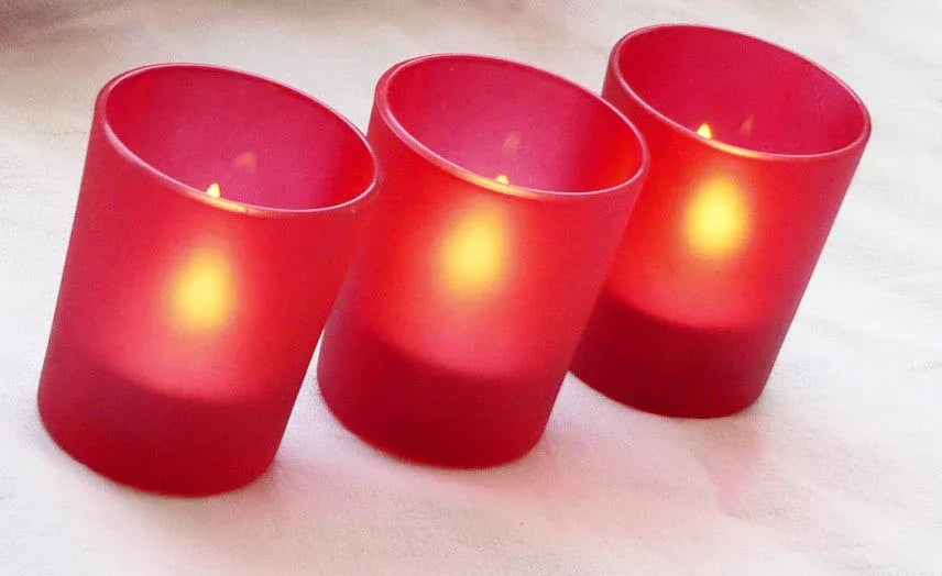 40 Pack Red Frosted Glass Votive Tealight Candle Holders Valentines Day Xmas Wedding Decor Glass Candlestick Party Decorations Bridal Baby Shower Event - Mekamart Australia