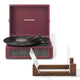 Crosley Voyager Bluetooth Portable Turntable + Bundled Crosley Record Storage Display Stand - Burgundy