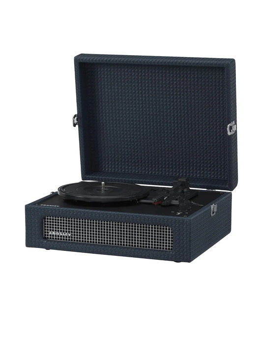 Crosley Voyager Bluetooth Portable Turntable + Bundled Crosley Record Storage Display Stand - Navy