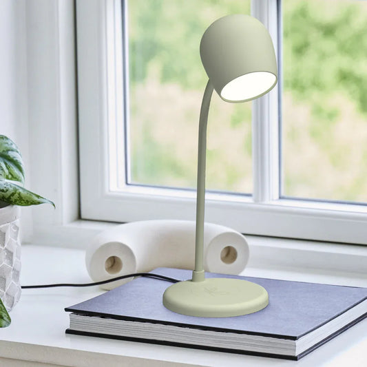 Kreafunk Ellie Lamp W/ Qi Charger And Bluetooth Speaker - Dusty Olive - Mekamart Australia