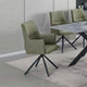 Dining Chair Green Linen Fabric Upholstered Seat Powder Coated Iron Legs - Mekamart Australia
