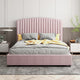 Camelia Double Size Bed Frame Pink Velvet Upholstery High Headboard Quality Slats Metal Structure - Mekamart Australia