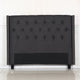 Bed Head Queen Charcoal Headboard Upholstery Fabric Studded Buttons - Mekamart Australia