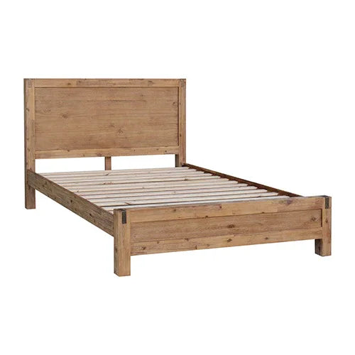 Bed Frame King Size in Solid Wood Veneered Acacia Bedroom Timber Slat in Oak - Mekamart Australia