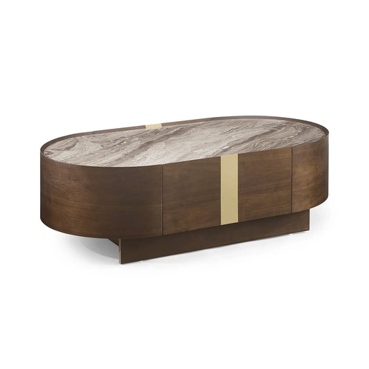 Coffee Table MDF Board Melamine Interior Ample Storage in Dark Walnut colour - Mekamart Australia