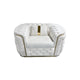 1 Seater Sofa Beige Velvet Fabric Solid Wood construction Gold Stainless Steel Trim - Mekamart Australia