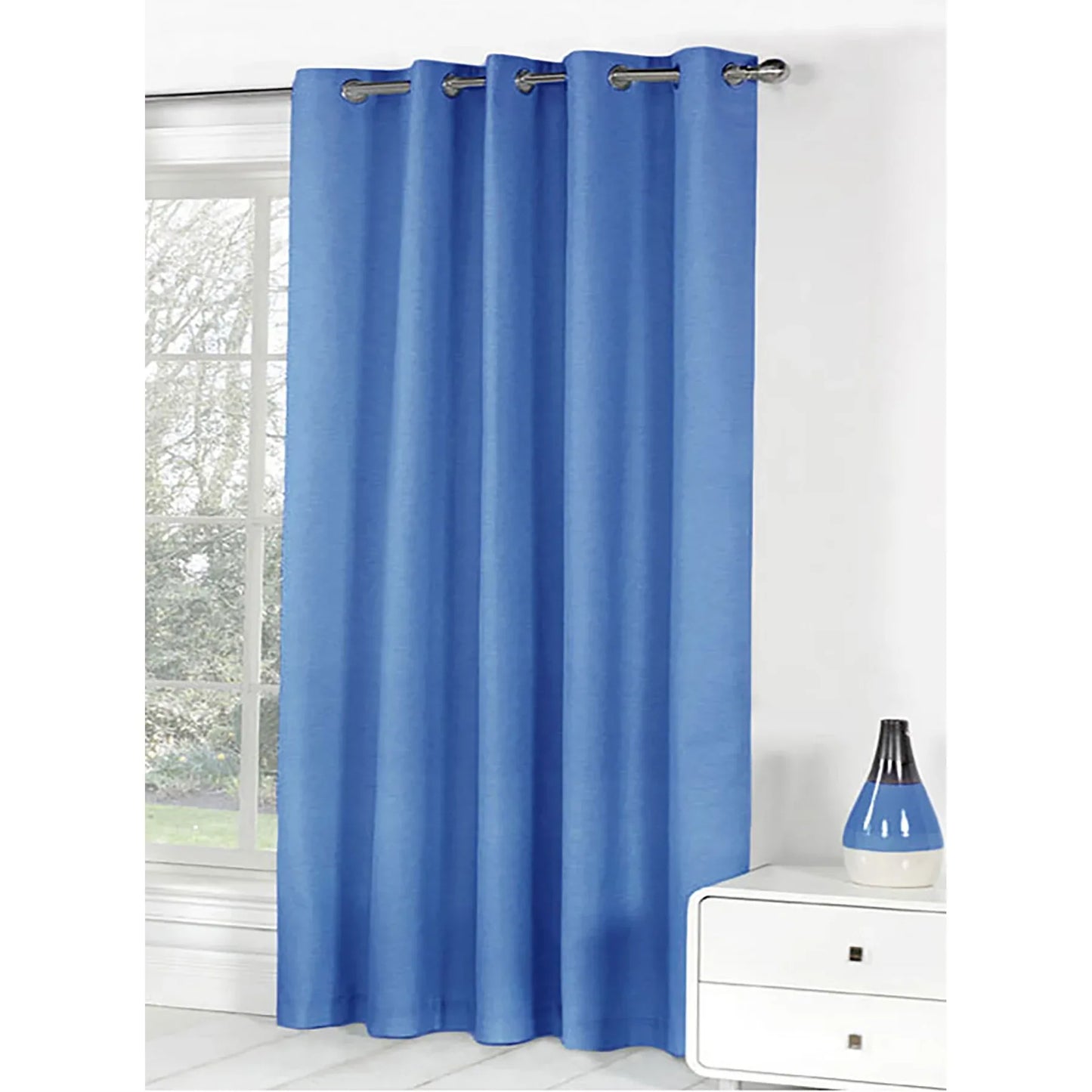 Bloomington One Panel of Easy Care Eyelet Curtains Blue 180 x 221 cm - Mekamart Australia