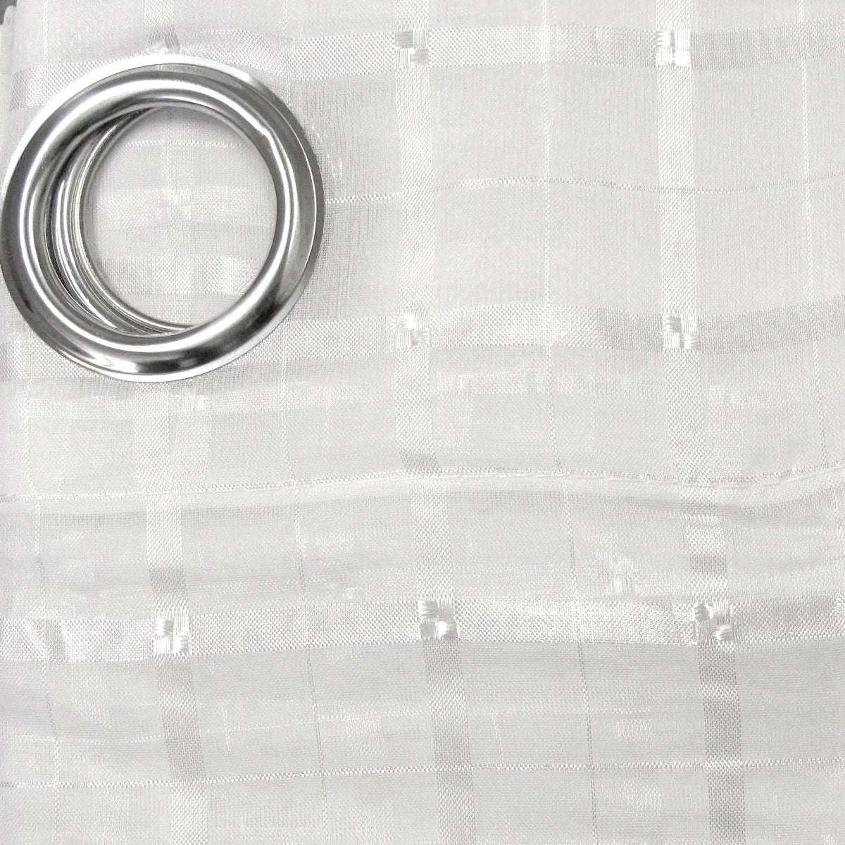 Pair of White Checkered Eyelet Sheer Curtains 140 x 225cm - Mekamart Australia