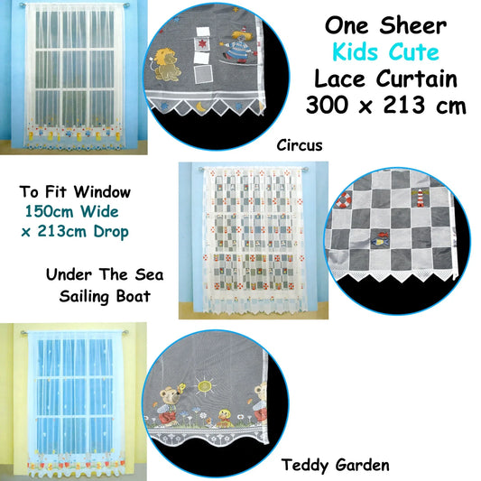 One Piece Kids CuteSheer Lace Curtain Circus - Mekamart Australia