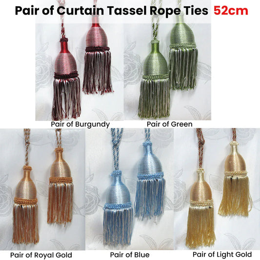 Pair of Curtain Tassel Rope Ties 52cm Blue - Mekamart Australia