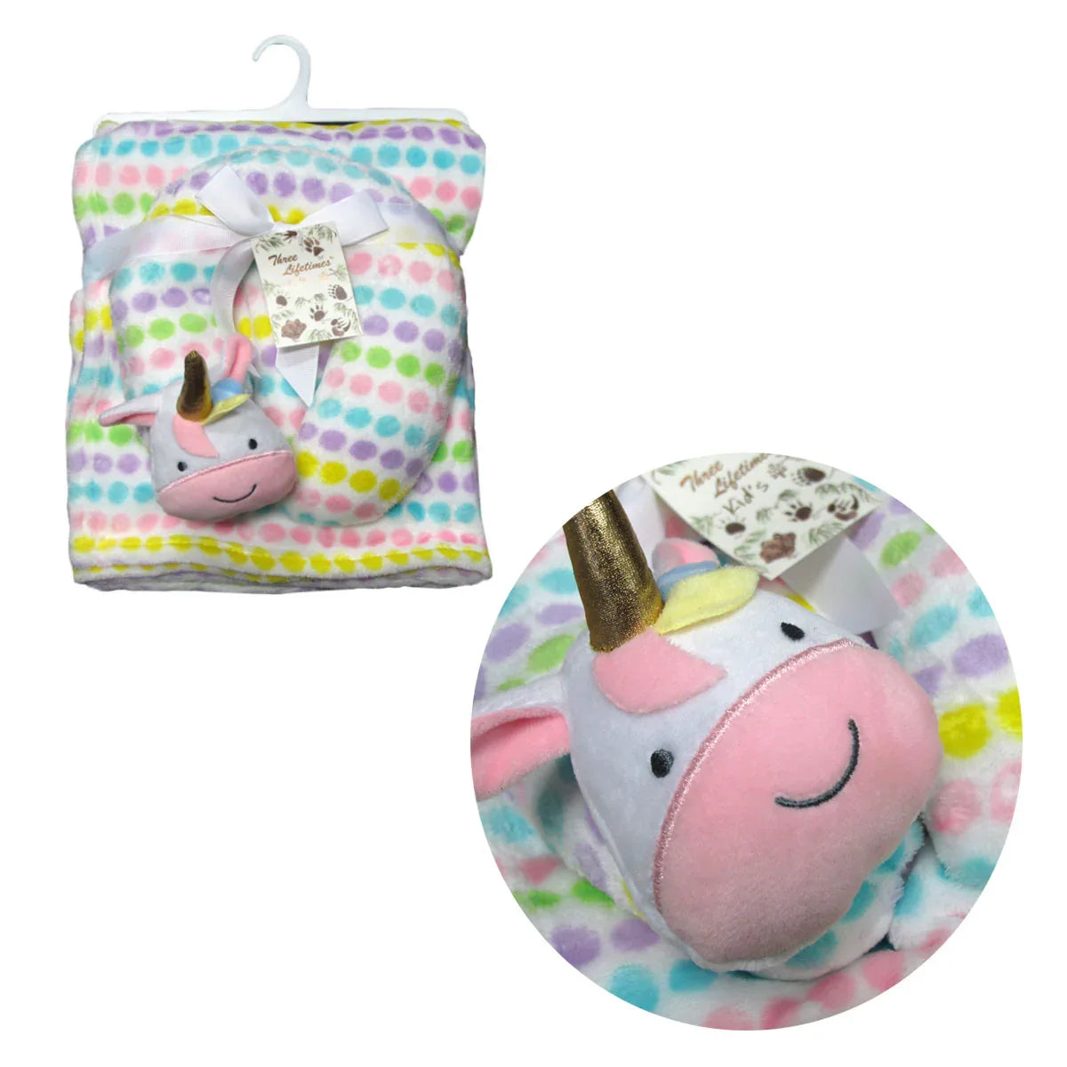 Baby Animal Coral Fleece Blanket + Pillow Unicorn - Mekamart Australia