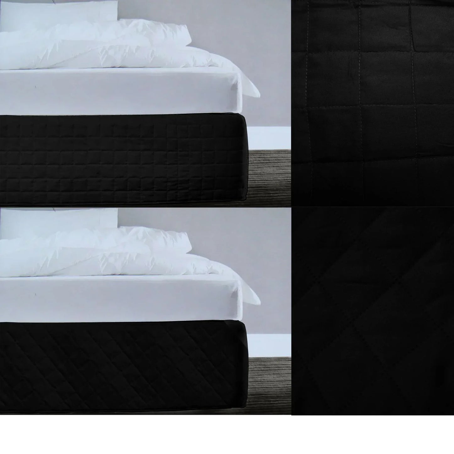 Random Pattern Quilted Valance Black Queen - Mekamart Australia