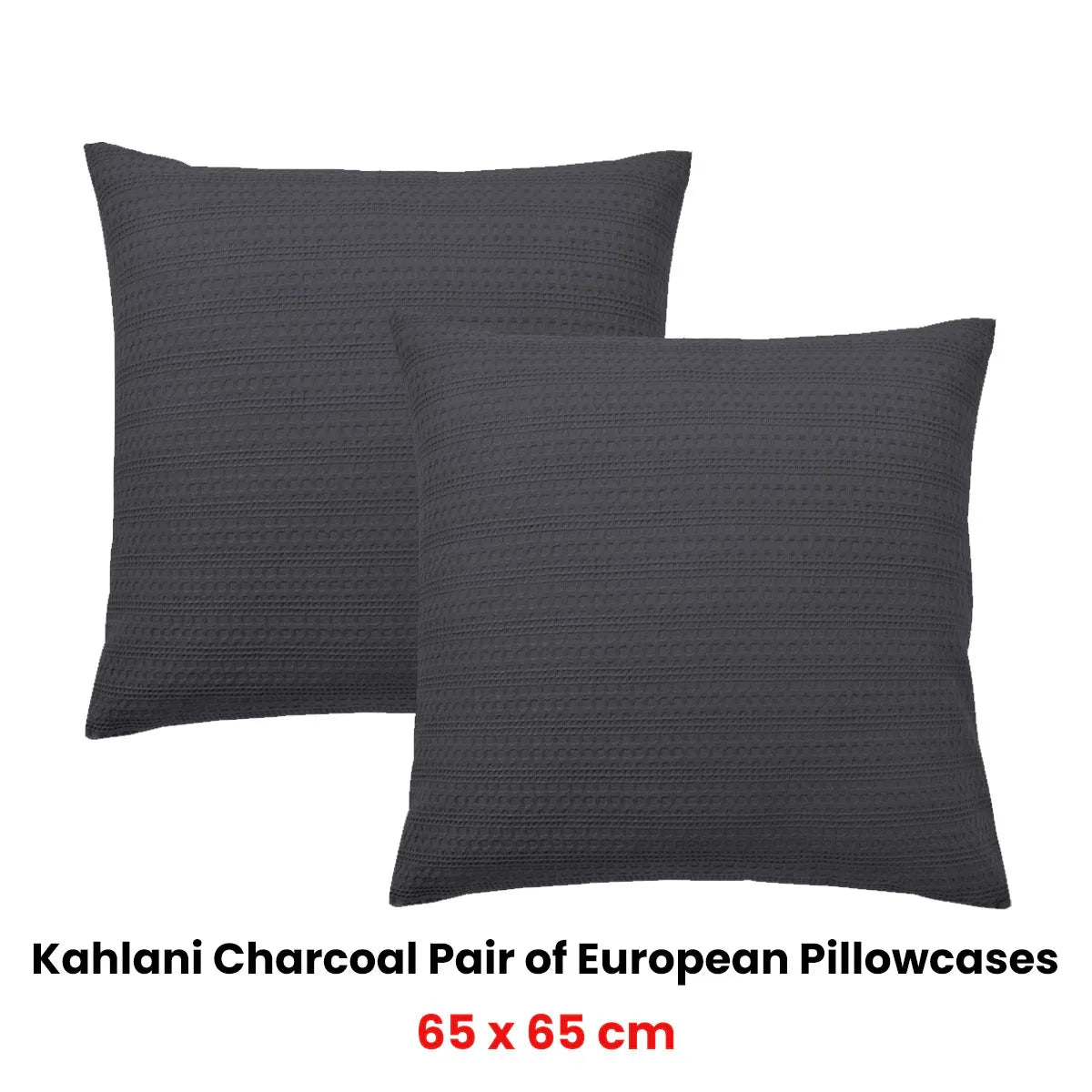 Bianca Pair of Kahlani Charcoal European Pillowcases 65 x 65cm - Mekamart Australia