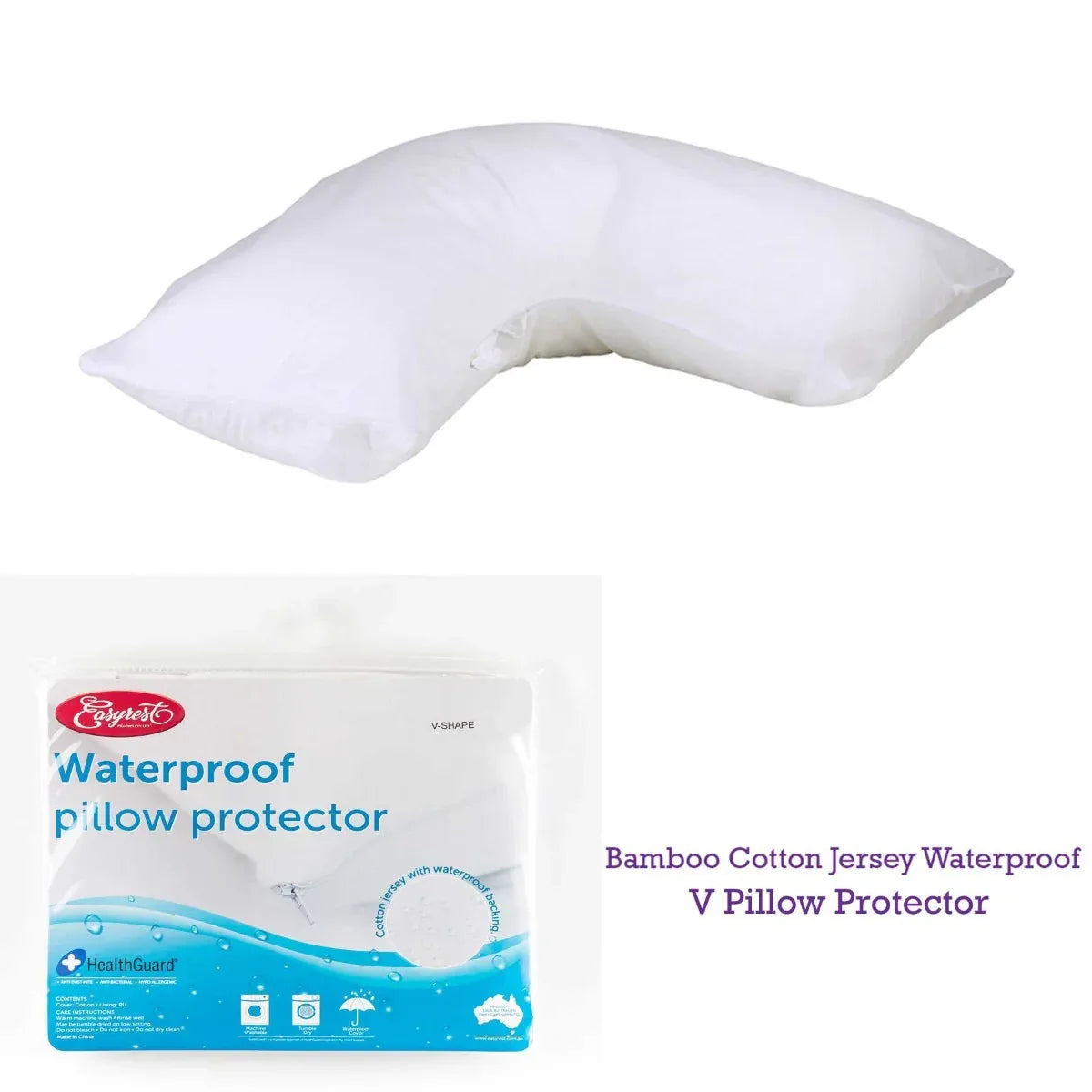 Easyrest Bamboo Cotton Jersey Waterproof V Pillow Protector - Mekamart Australia