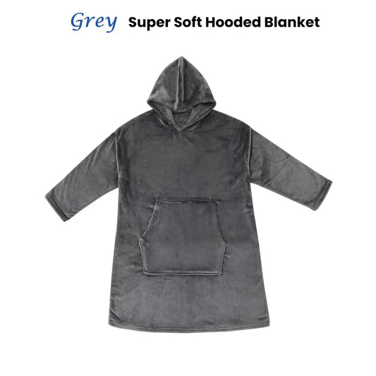 Accessorize Grey Super Soft Hooded Blanket Extra Large - Mekamart Australia