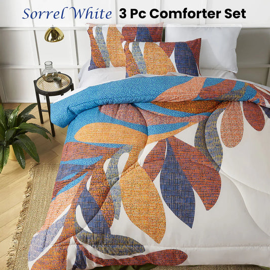 Accessorize Sorrel White Foliage 3 Piece Comforter Set King - Mekamart Australia