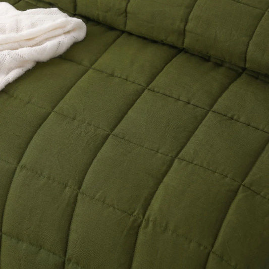 Vintage Design Homewares Olive French Linen Coverlet Set Queen - Mekamart Australia