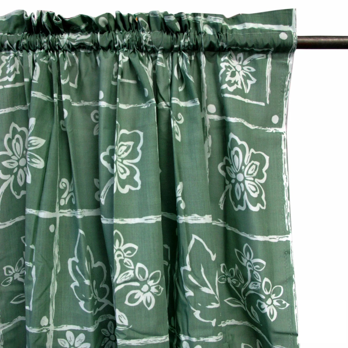 Home Innovations Pair of Polyester Cotton Rod Pocket Green Floral Curtains - Mekamart Australia
