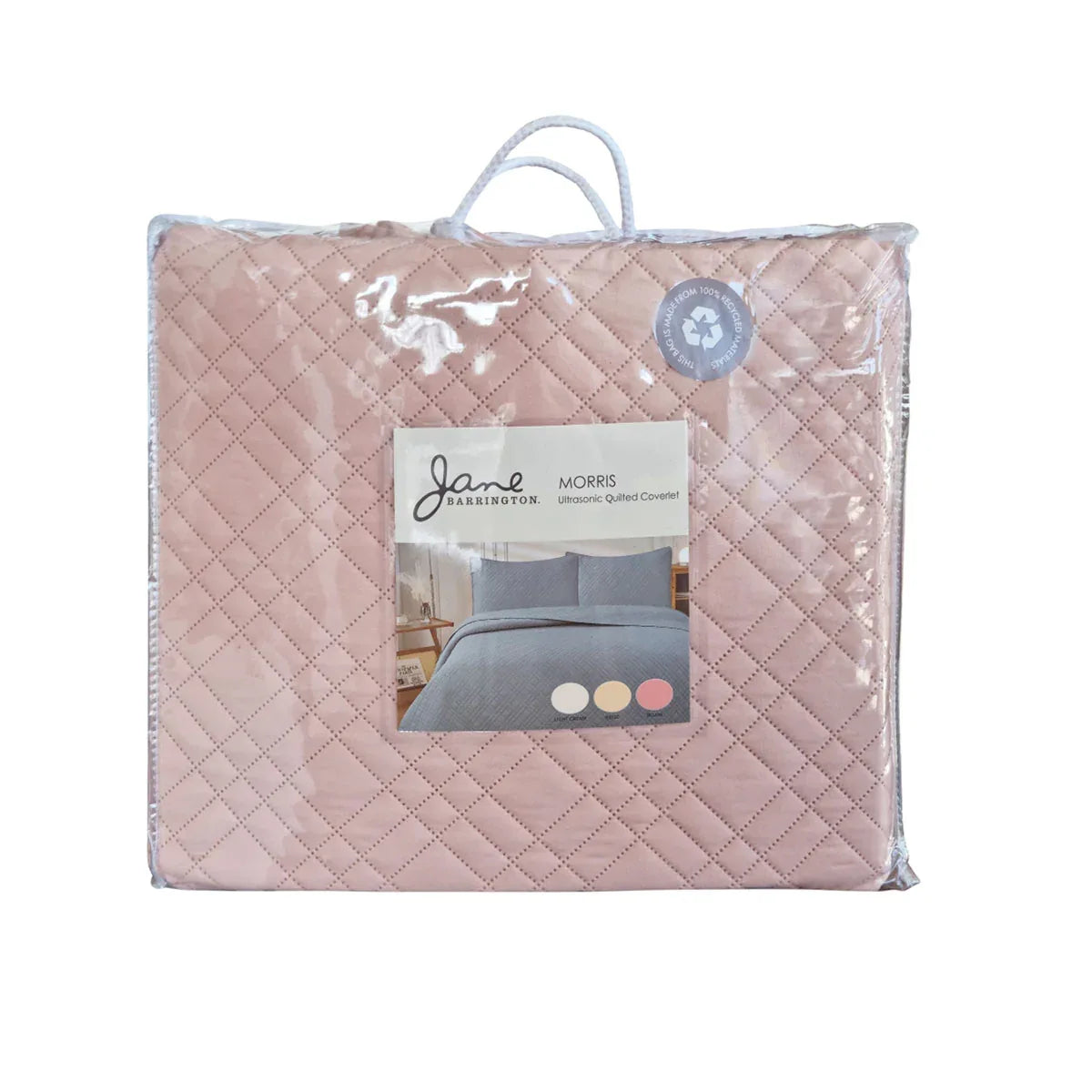 Jane Barrington Morris Blush Ultrasonic Embossed Lightly Quilted Reversible Coverlet Set Queen - Mekamart Australia