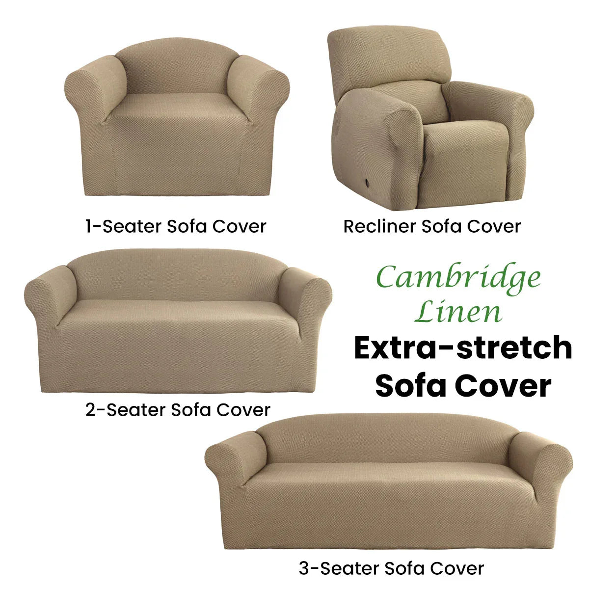 Elan Cambridge Extra-stretch Couch Cover Linen One Seater Linen - Mekamart Australia