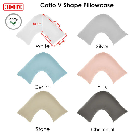 Algodon 300TC Cotton V Shape Pillowcase Denim - Mekamart Australia