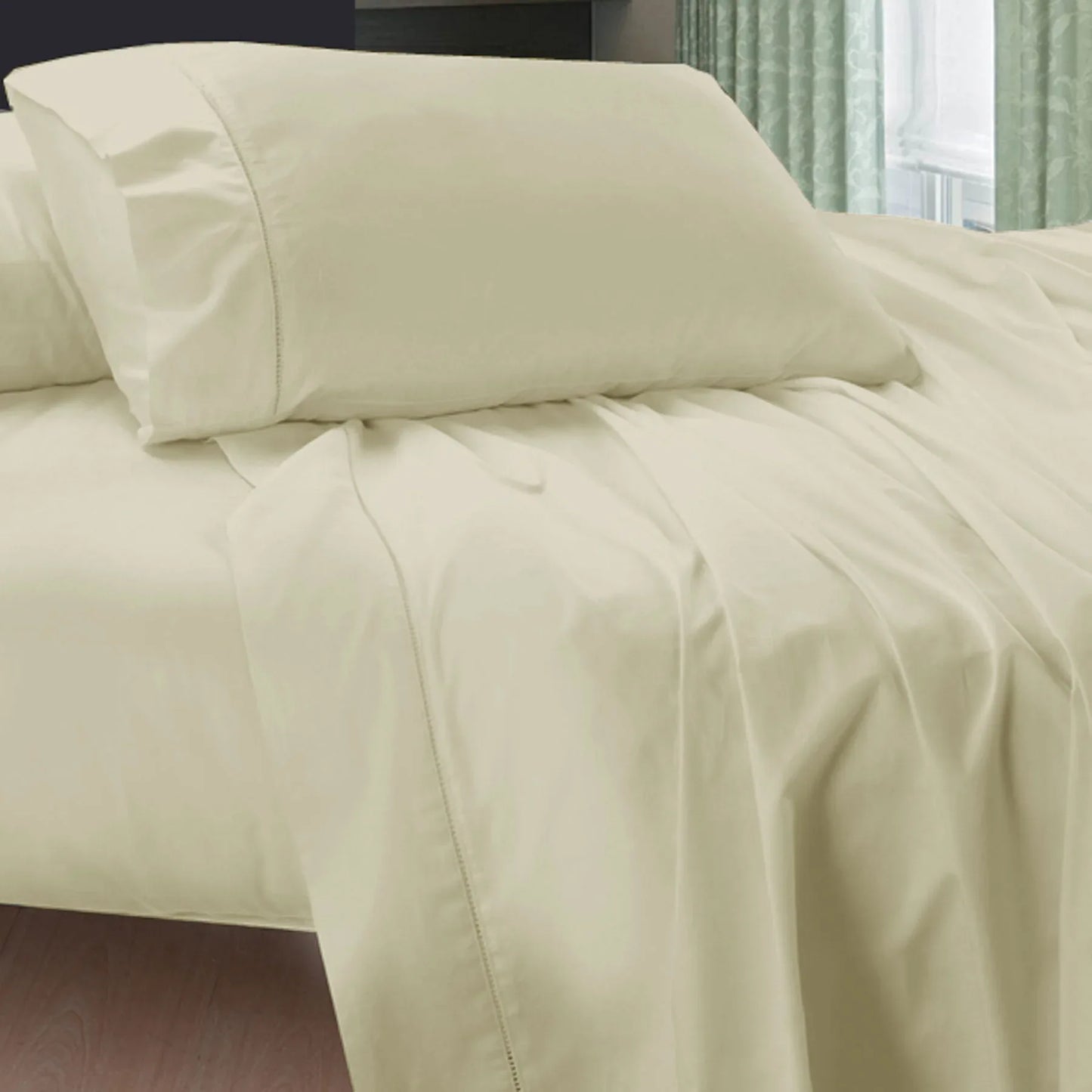 400TC Egyptian Cotton Sheet Set Cream SUPER KING - Mekamart Australia