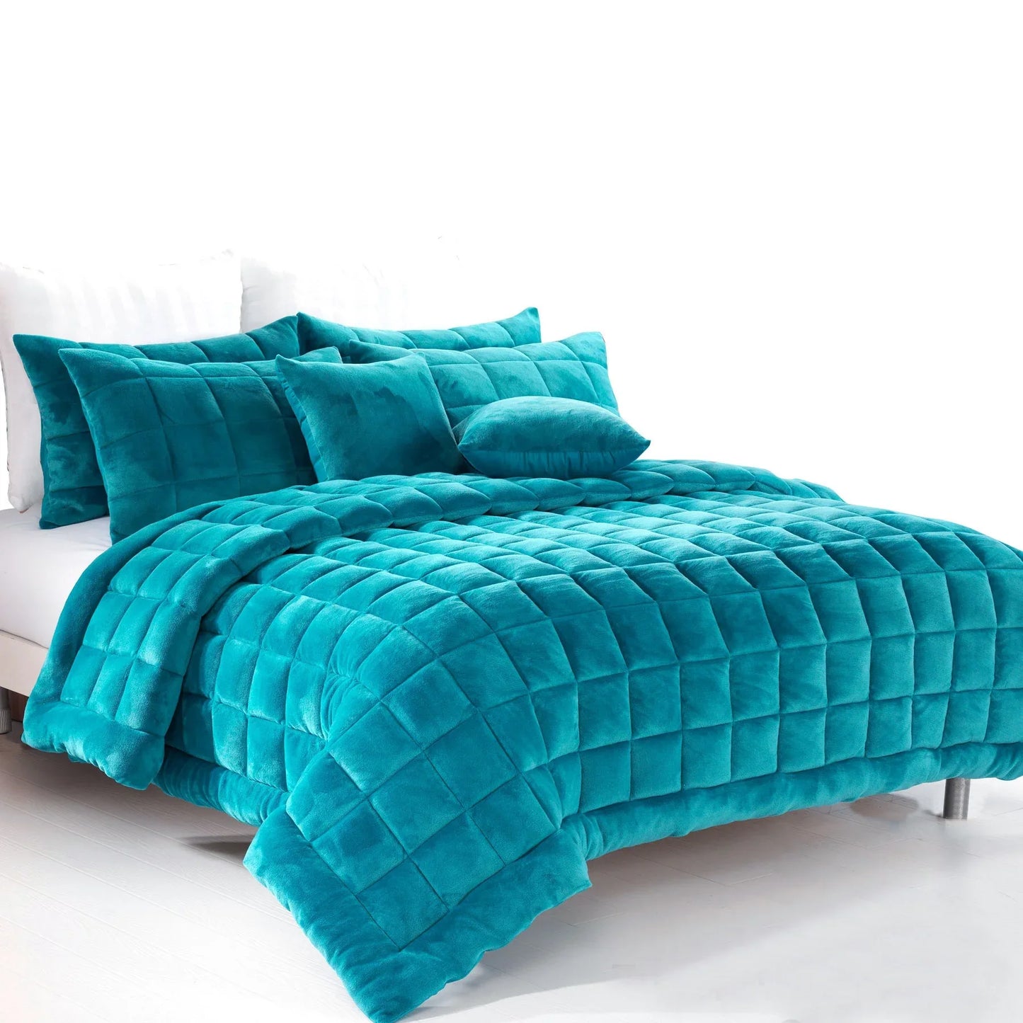 Alastairs Augusta Faux Mink Quilt / Comforter Set Emerald Green Queen - Mekamart Australia