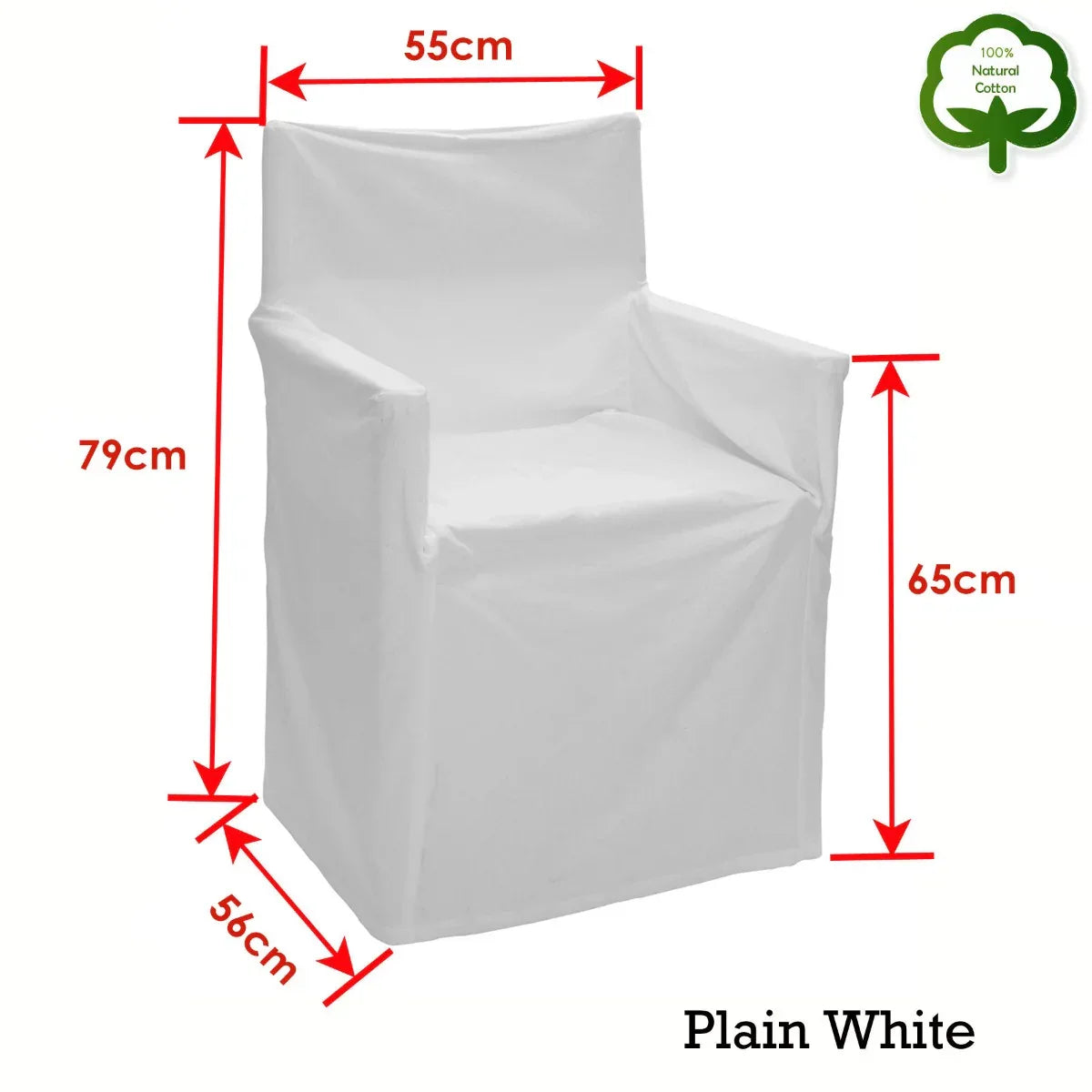 Rans Alfresco 100% Cotton Director Chair Cover - Plain White - Mekamart Australia